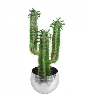 Leaf Large Metal Planter 22 x 18cm Hammered Silver Colour - Straight Edge