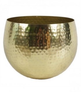 Leaf Large Metal Planter 22 x 18cm Hammered Brass Gold Colour - Straight Edge