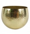 Leaf Large Metal Planter 22 x 18cm Hammered Brass Gold Colour - Straight Edge