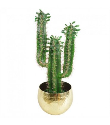 Leaf Large Metal Planter 22 x 18cm Hammered Brass Gold Colour - Straight Edge