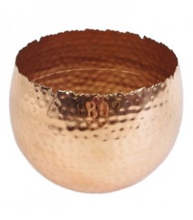 Leaf Large Metal Planter 22 x 17cm Hammered Copper Plated - Curvy Edge