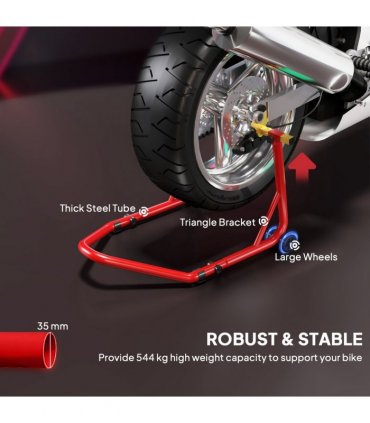 HOMCOM Motorcycle Rear Wheel Stand, 544kg Motorcycle Paddock Stand, Red