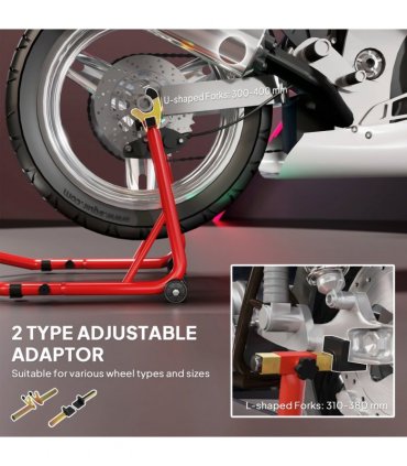 HOMCOM Motorcycle Rear Wheel Stand, 544kg Motorcycle Paddock Stand, Red