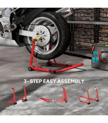 HOMCOM Motorcycle Rear Wheel Stand, 544kg Motorcycle Paddock Stand, Red