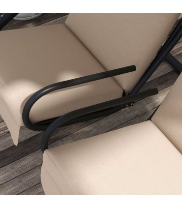 Outsunny Canopy Swing 2 Separate Relax Chairs w/ Handrails, Cup Holders Beige