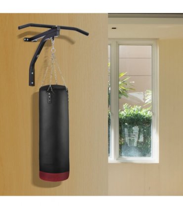 Heavy Punch Bag Hanger Wall Mount Chain Swivel Bracket Bar Steel, Black HOMCOM