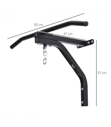 Heavy Punch Bag Hanger Wall Mount Chain Swivel Bracket Bar Steel, Black HOMCOM