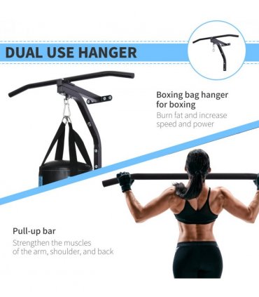 Heavy Punch Bag Hanger Wall Mount Chain Swivel Bracket Bar Steel, Black HOMCOM