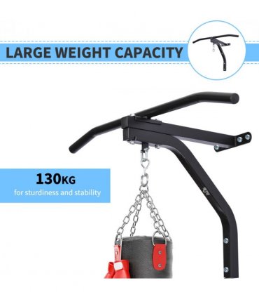 Heavy Punch Bag Hanger Wall Mount Chain Swivel Bracket Bar Steel, Black HOMCOM