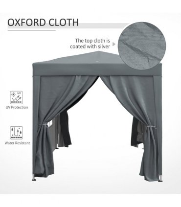 Outsunny 2mx2m Pop Up Gazebo Party Tent Canopy Marquee with Storage Bag Grey
