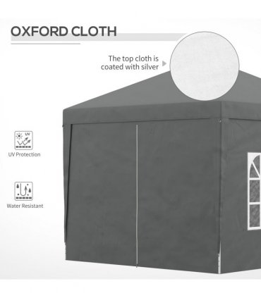 Outsunny 3mx3m Pop Up Gazebo Party Tent Canopy Marquee with Storage Bag Grey