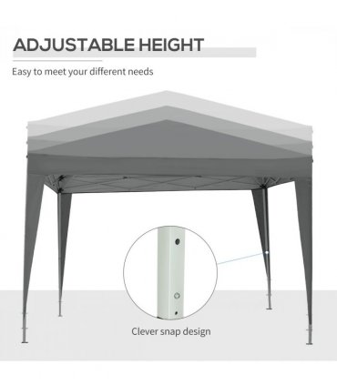 Outsunny 3mx3m Pop Up Gazebo Party Tent Canopy Marquee with Storage Bag Grey