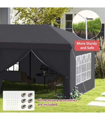 Outsunny 3 x 6m Pop Up Gazebo Height Adjustable Party Tent with Storage Bag Grey
