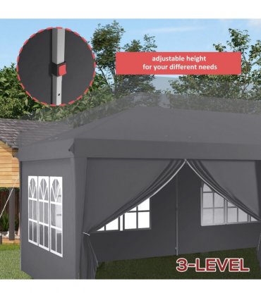 Outsunny 3 x 6m Pop Up Gazebo Height Adjustable Party Tent with Storage Bag Grey