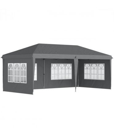 Outsunny 3 x 6m Heavy Duty Gazebo Marquee Party Tent with Storage Bag Grey