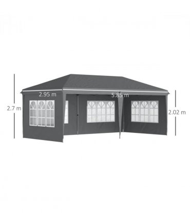 Outsunny 3 x 6m Heavy Duty Gazebo Marquee Party Tent with Storage Bag Grey