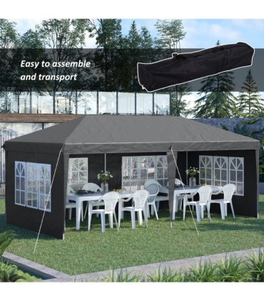 Outsunny 3 x 6m Heavy Duty Gazebo Marquee Party Tent with Storage Bag Grey