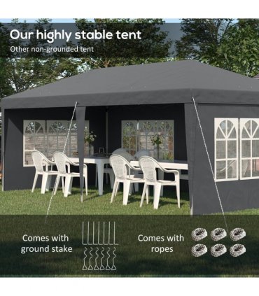 Outsunny 3 x 6m Heavy Duty Gazebo Marquee Party Tent with Storage Bag Grey