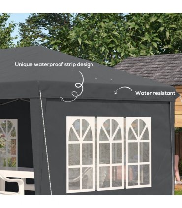 Outsunny 3 x 6m Heavy Duty Gazebo Marquee Party Tent with Storage Bag Grey