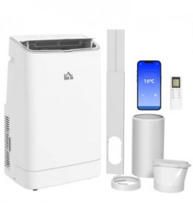HOMCOM 14,000 BTU Portable Air Conditioner Unit with Heater, WiFi Smart App