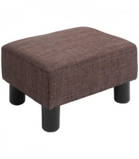 HOMCOM Chic Linen Fabric Footstool Ottoman Cube with 4 Plastic Legs Brown