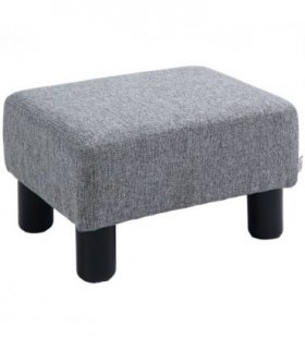 HOMCOM Chic Linen Fabric Footstool Ottoman Cube with 4 Plastic Legs Grey
