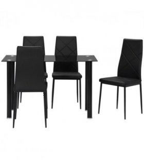HOMCOM Dining Table Set for 4, Modern Kitchen Table and Chairs with Padded Seat