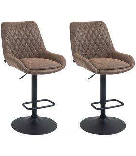 HOMCOM Bar Stools Set of 2, Adjustable Bar Chairs 360° Swivel for Kitchen Coffee