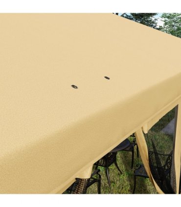 Outsunny 6 x 3m Pop Up Party Tent Canopy with 6 Removable Sidewalls Beige