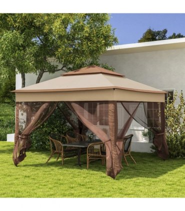 Outsunny Garden Folding Tent Heavy Duty Pop Up Gazebo for Party Khaki