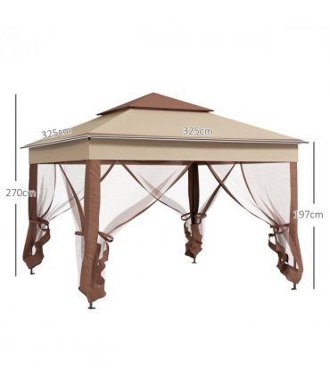 Outsunny Garden Folding Tent Heavy Duty Pop Up Gazebo for Party Khaki