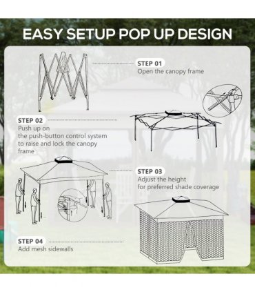 Outsunny Garden Folding Tent Heavy Duty Pop Up Gazebo for Party Khaki