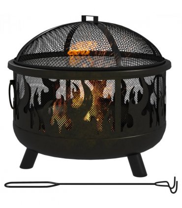 Outsunny 61.5cm 2-In-1 Outdoor Fire Pit & Firewood BBQ Garden Cooker Heater