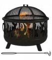 Outsunny 61.5cm 2-In-1 Outdoor Fire Pit & Firewood BBQ Garden Cooker Heater