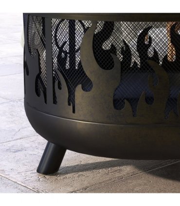 Outsunny 61.5cm 2-In-1 Outdoor Fire Pit & Firewood BBQ Garden Cooker Heater