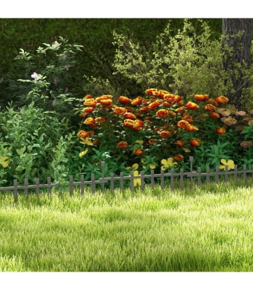 Outsunny Decorative Garden Fencing, Wooden Landscape Edging, Grey