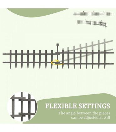 Outsunny Decorative Garden Fencing, Wooden Landscape Edging, Grey