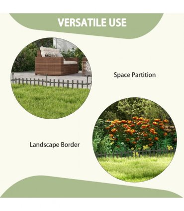 Outsunny Decorative Garden Fencing, Wooden Landscape Edging, Grey