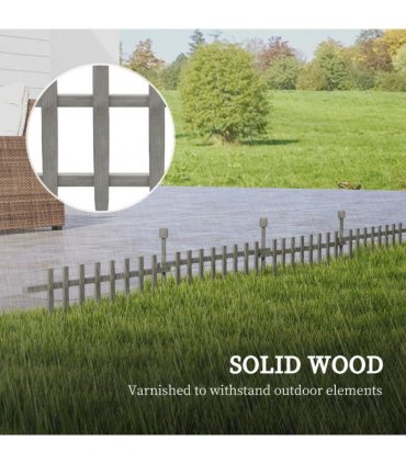 Outsunny Decorative Garden Fencing, Wooden Landscape Edging, Grey