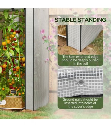 Outsunny Mini Greenhouse with Shelves and Roll Up Door, 100x80x150cm, White
