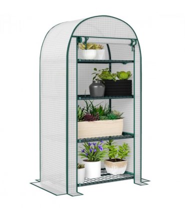 Outsunny 80 x 49 x 160cm Mini Greenhouse Portable Green House with Shelf White