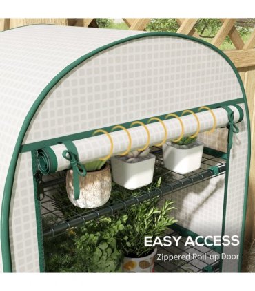 Outsunny 80 x 49 x 160cm Mini Greenhouse Portable Green House with Shelf White