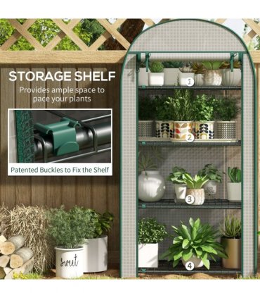Outsunny 80 x 49 x 160cm Mini Greenhouse Portable Green House with Shelf White