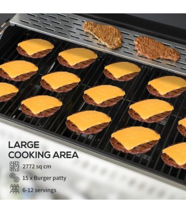 Outsunny 4+1 Burner Propane Gas Barbecue Grill with Thermometer, Bottle Opener