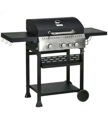 Outsunny 3+1 Burner Propane Gas Barbecue Grill with Thermometer, Bottle Opener