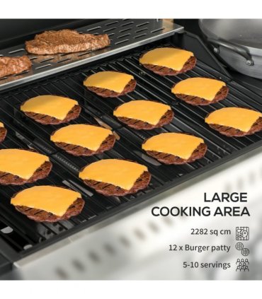 Outsunny 3+1 Burner Propane Gas Barbecue Grill with Thermometer, Bottle Opener