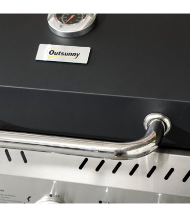 Outsunny 3+1 Burner Propane Gas Barbecue Grill with Thermometer, Bottle Opener
