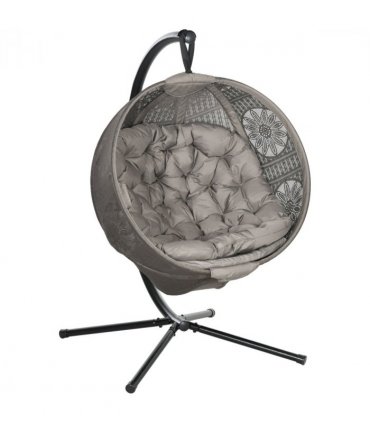 Outsunny Hanging Swing Chair w/ Metal Stand & Side Pocket, Sand