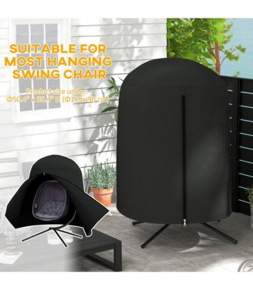 Outsunny Hanging Egg Chair Cover Garden Swing Chair Cover Waterproof, Black
