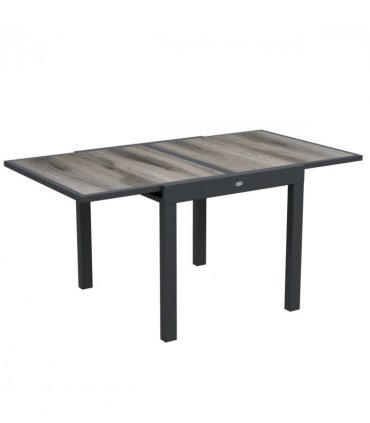 Outsunny Extendable Outdoor Dining Table Aluminium Rectangle Patio Table Grey